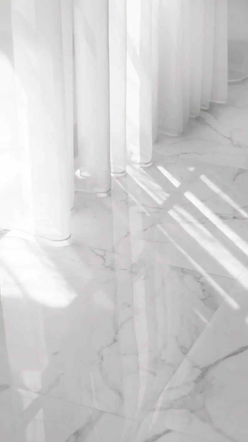 Mirror-polished marble corridor in a luxury hotel
