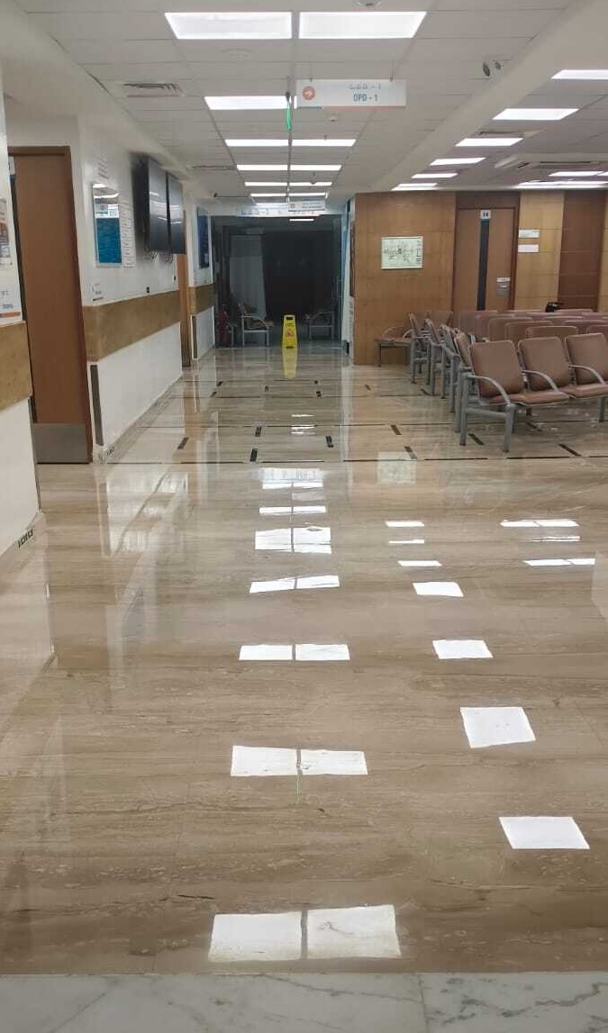 Hospital concourse marble polishing